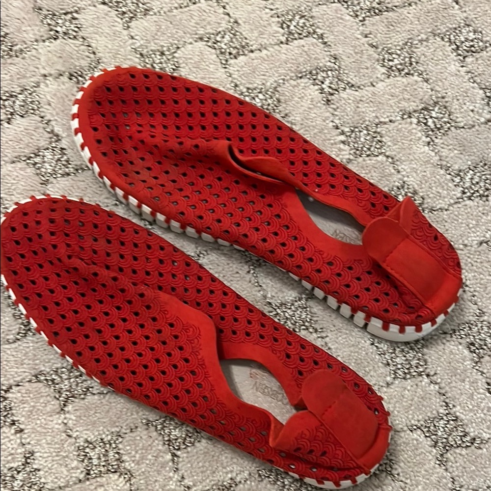 Ilse Jacobsen Red and White Espadrille Flats